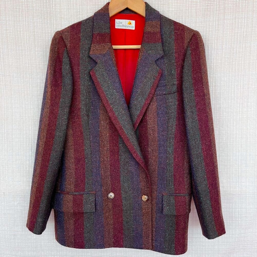 Rare Vintage 80s Liz Claiborne Single Breasted Blazer Tweed Wool ILGWU